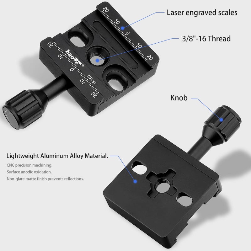Haoge CP-51 50mm Screw Knob Clamp Adapter for Quick Release QR Plate Camera Tripod Ballhead Monopod Ball Head Fit Arca Swiss - Image 4